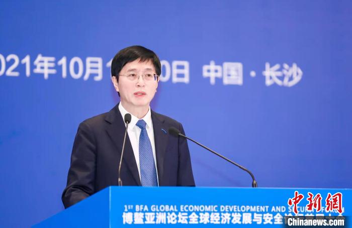 中国民主促进会中央经济委员会副主任、正和岛首席经济学家王林发表主题演讲。　主办方供图